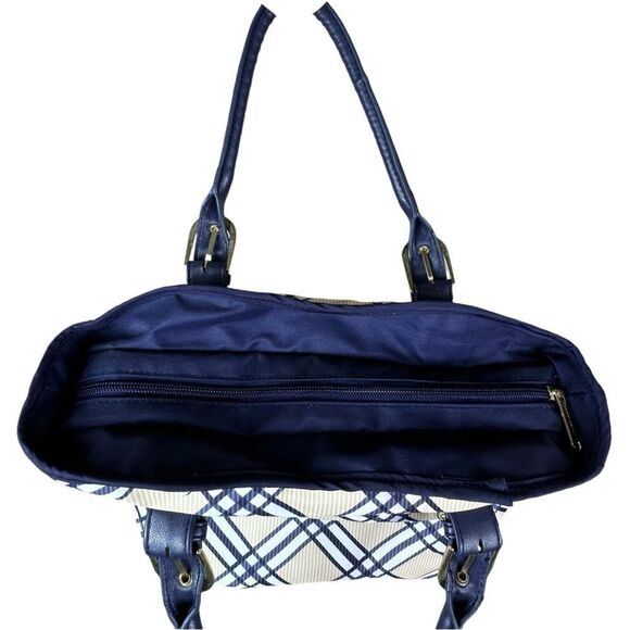 Tupperware Navy Cream Plaid Insulated Zip Top Lunch Bag - Picture 6 of 7